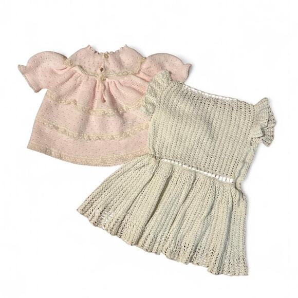 3 6 months vintage bundle baby girl handmade crochet dress Italian Renzo sweater - Picture 2 of 6